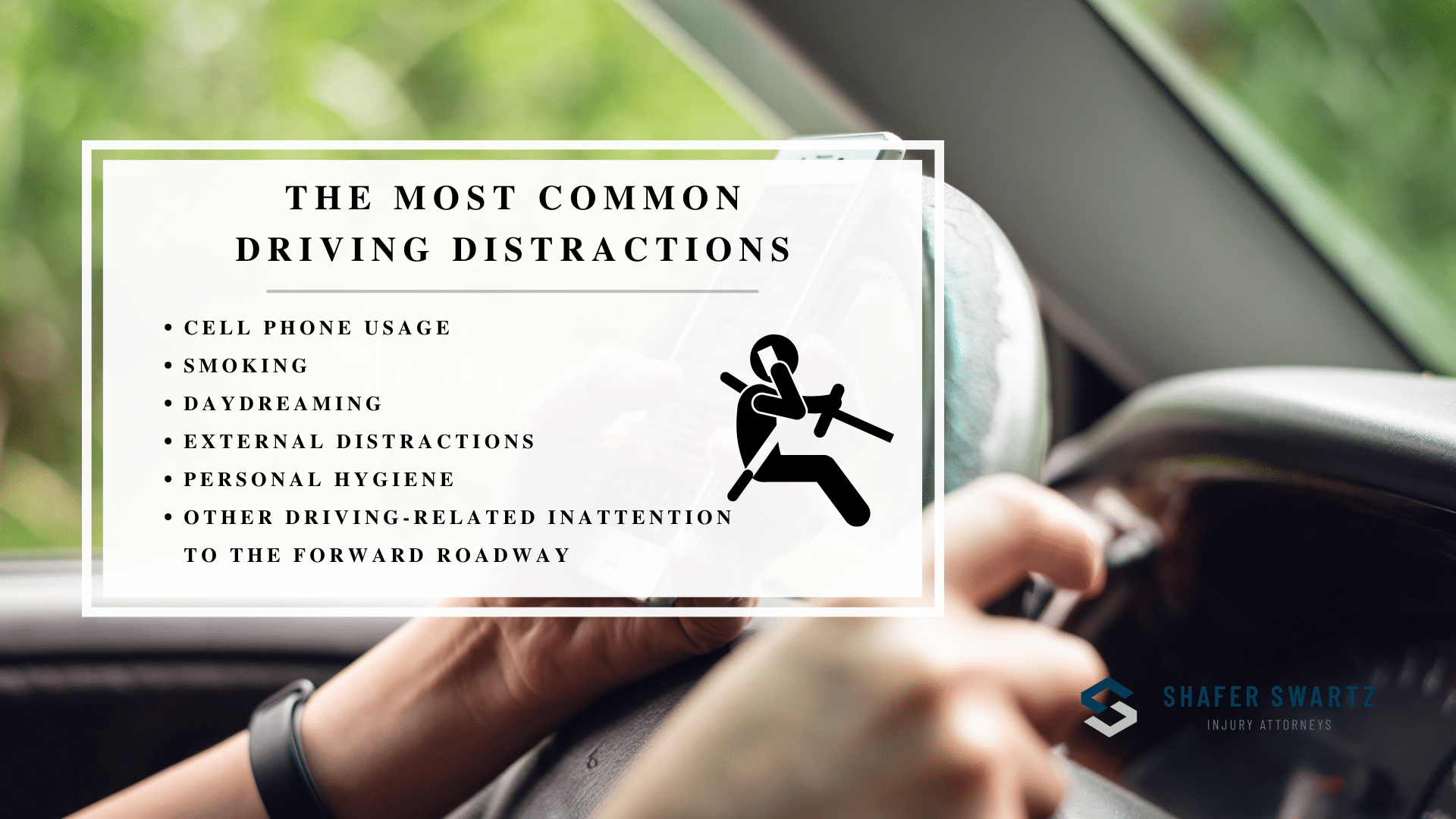 Infographic image of the most common driving distractions