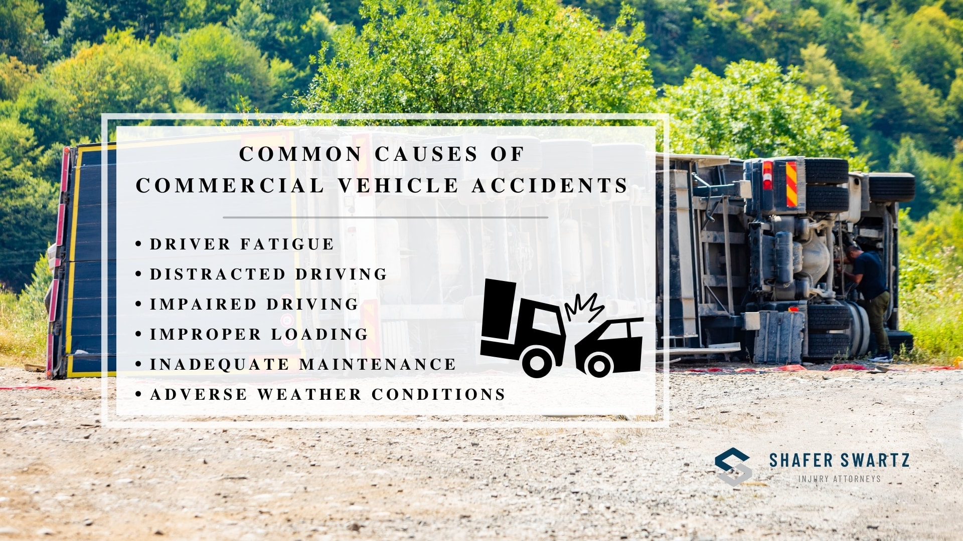 Infographic image of common causes of commercial vehicle accidents