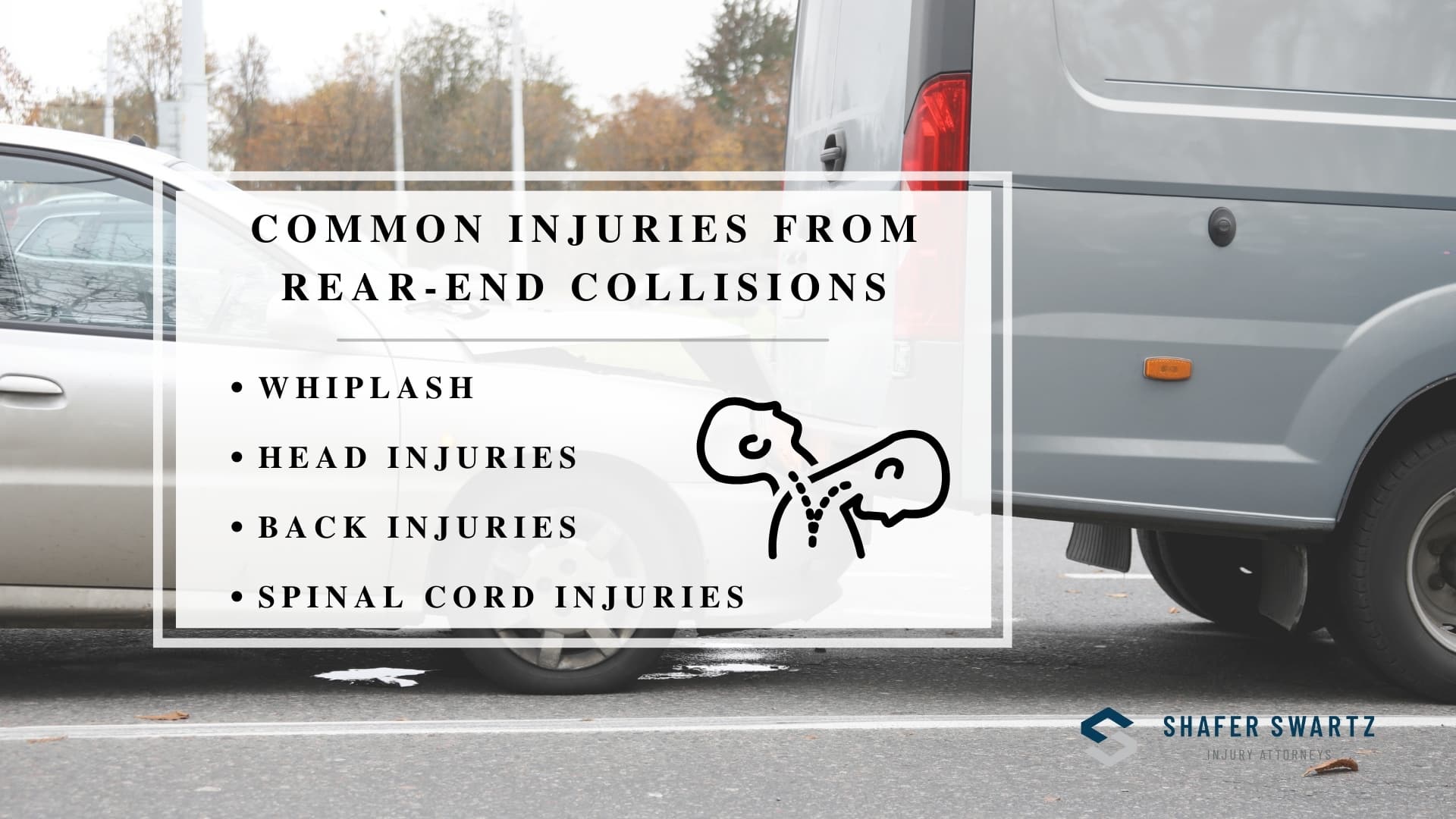 Infographic image of common injuries from rear-end collisions