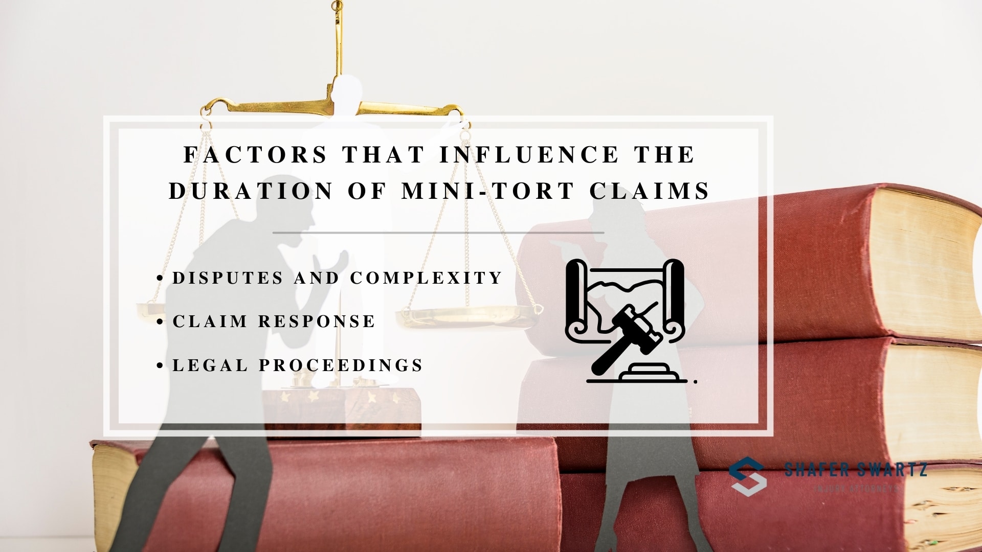 Infographic image of factors that influence the duration of mini-tort claims