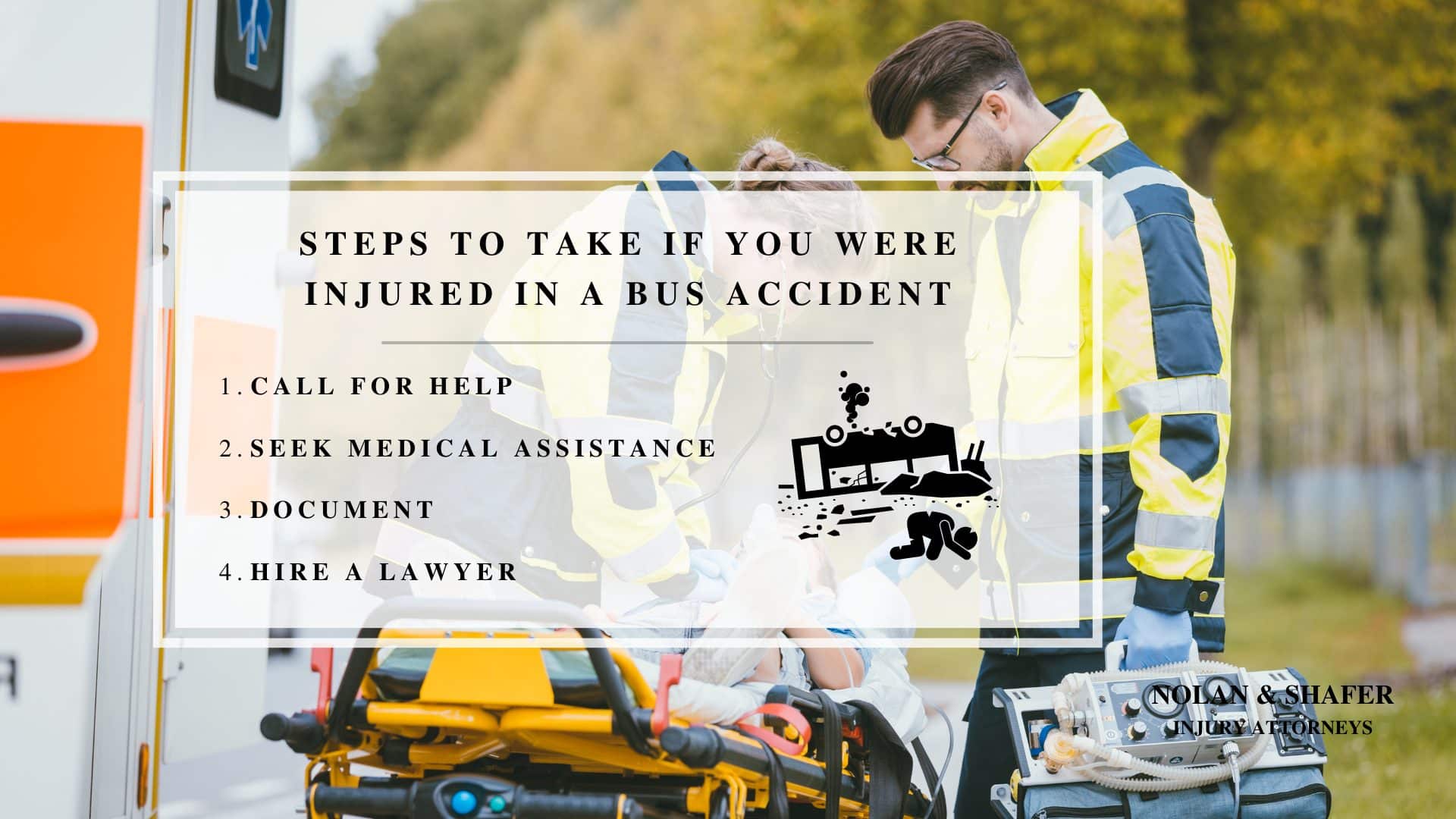 Infographic image of steps to take if you were injured in a bus accident 