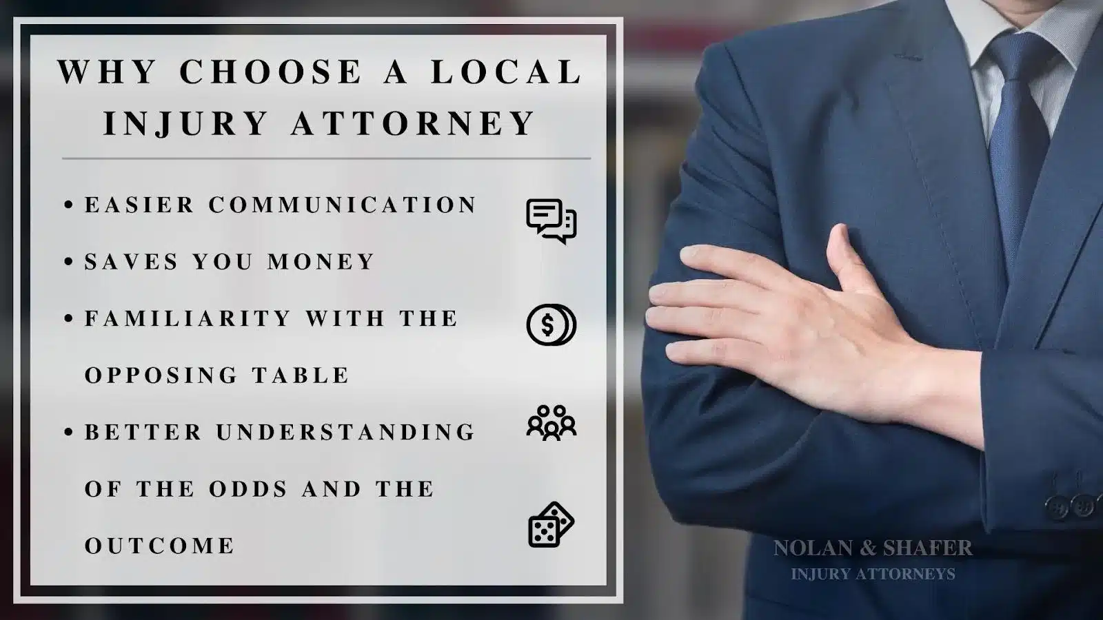 Infographic of why choose a local injury attorney