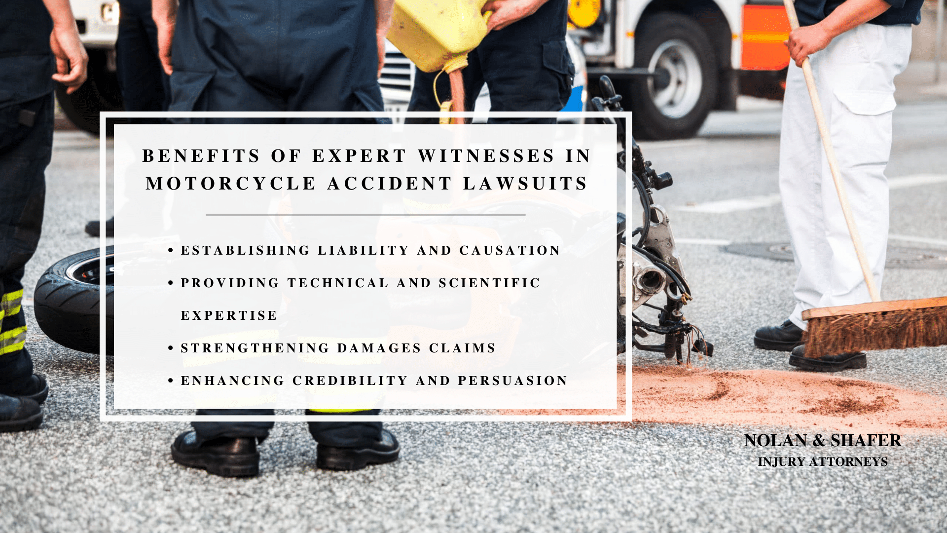 Infographic image of the benefits of expert witnesses in motorcycle accident lawsuits