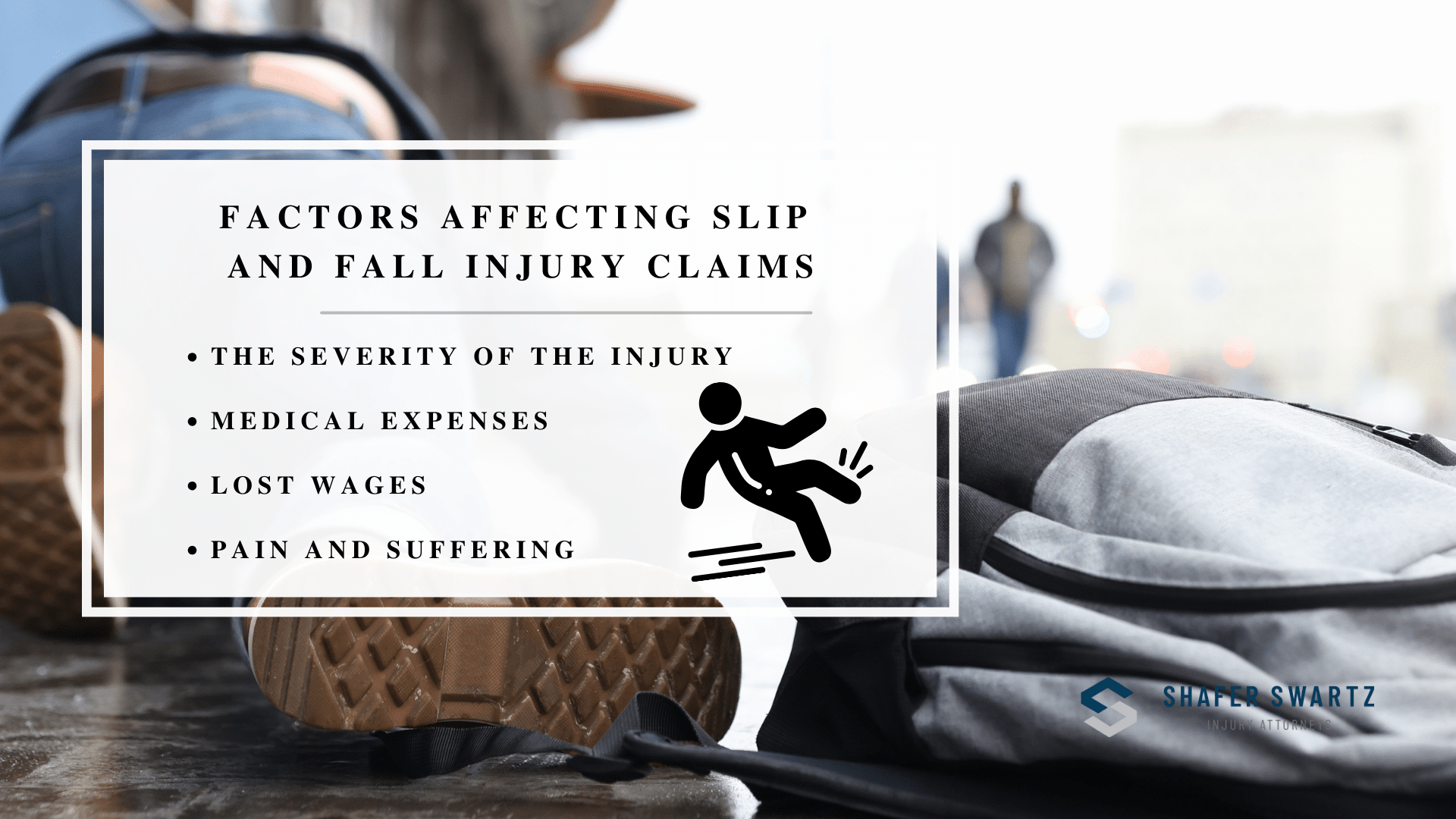 Infographic image of factors affecting slip and fall injury claims