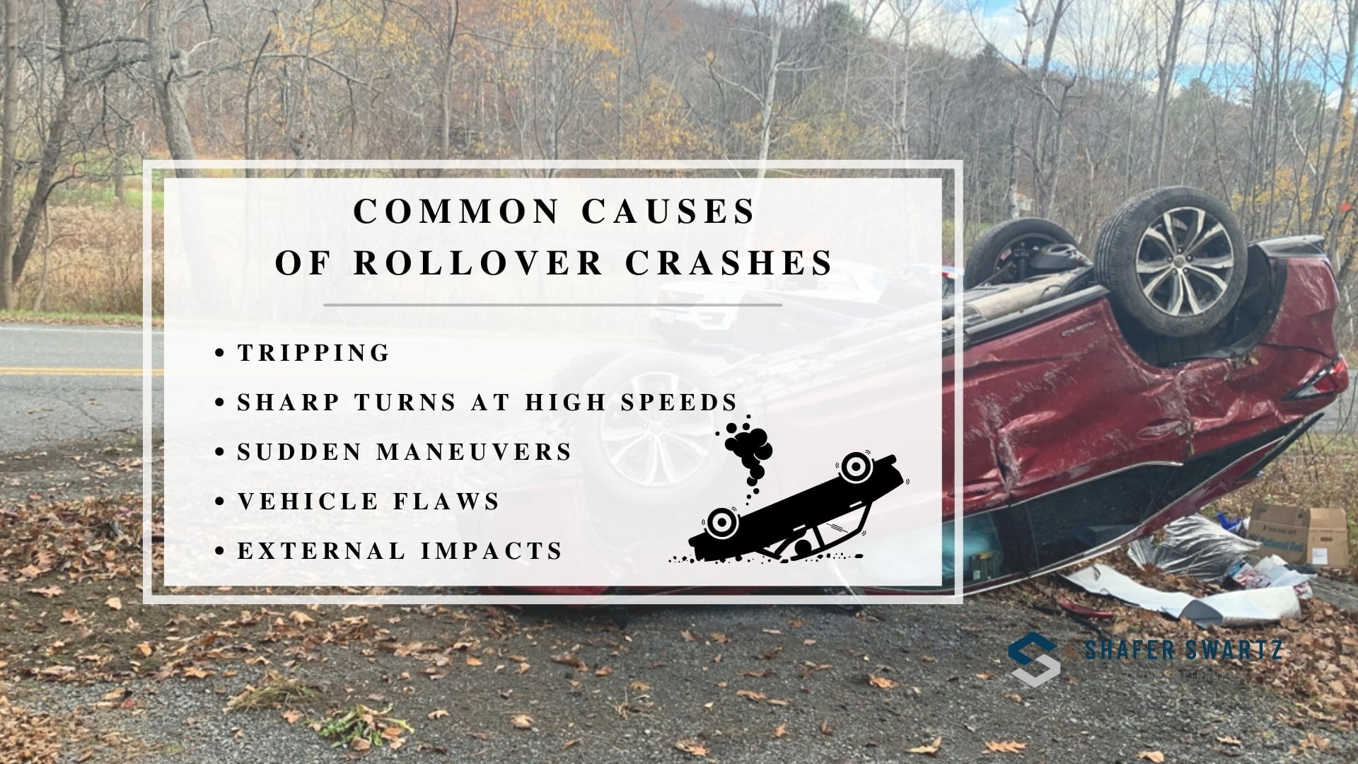 Infographic image of common causes of rollover crashes