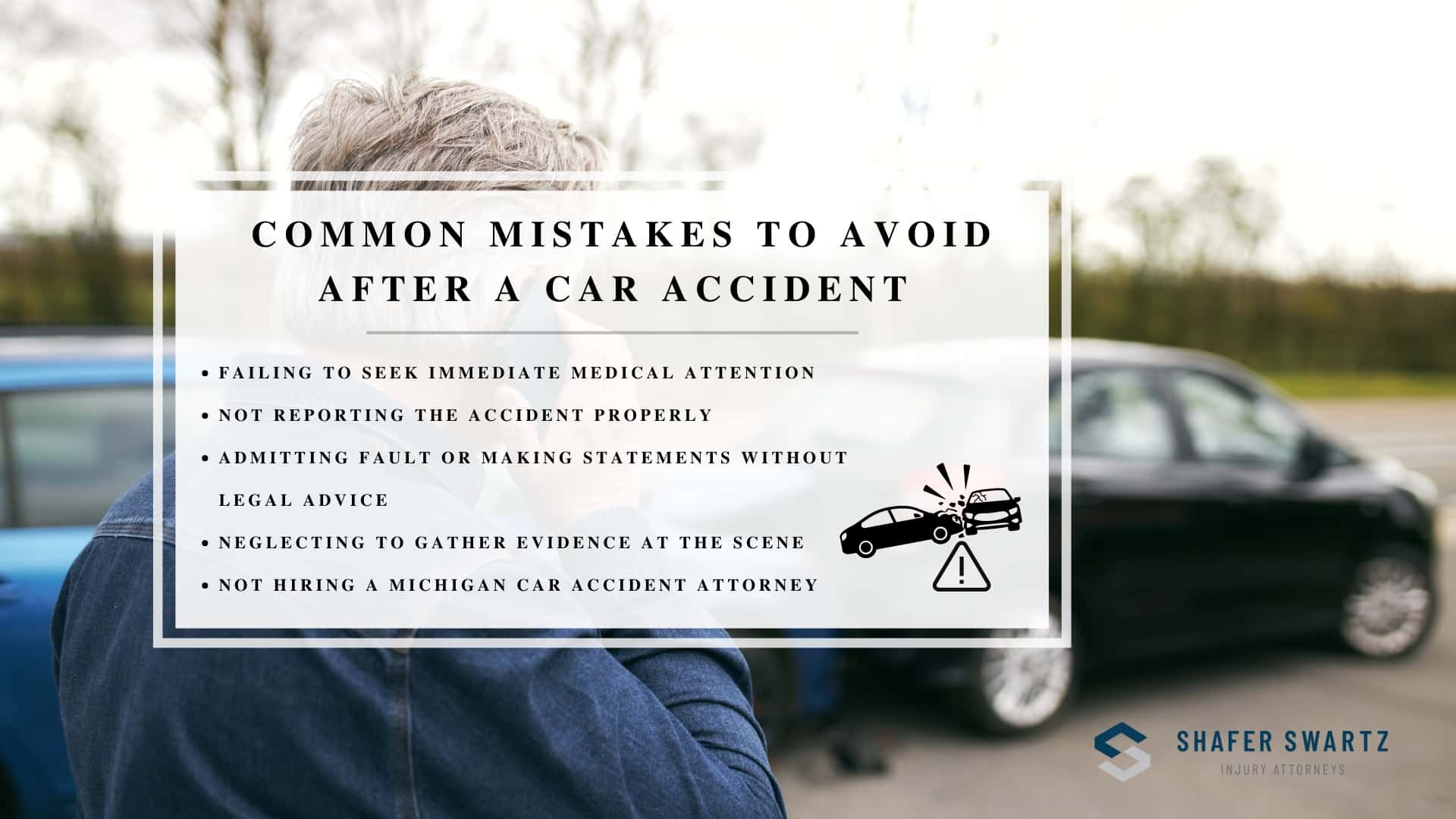 Infographic image of common mistakes to avoid after a car accident