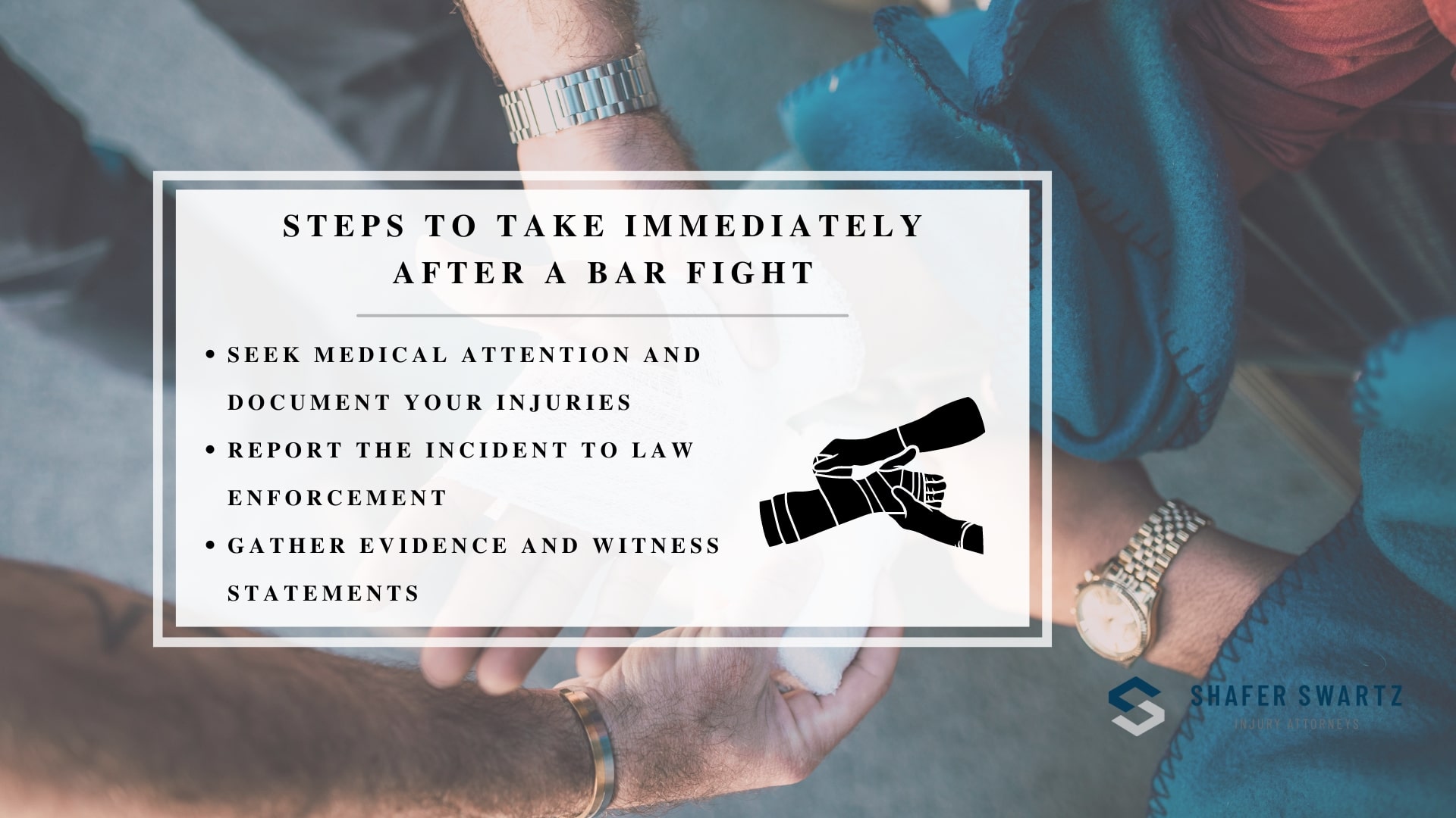 Infographic image of steps to take immediately after a bar fight