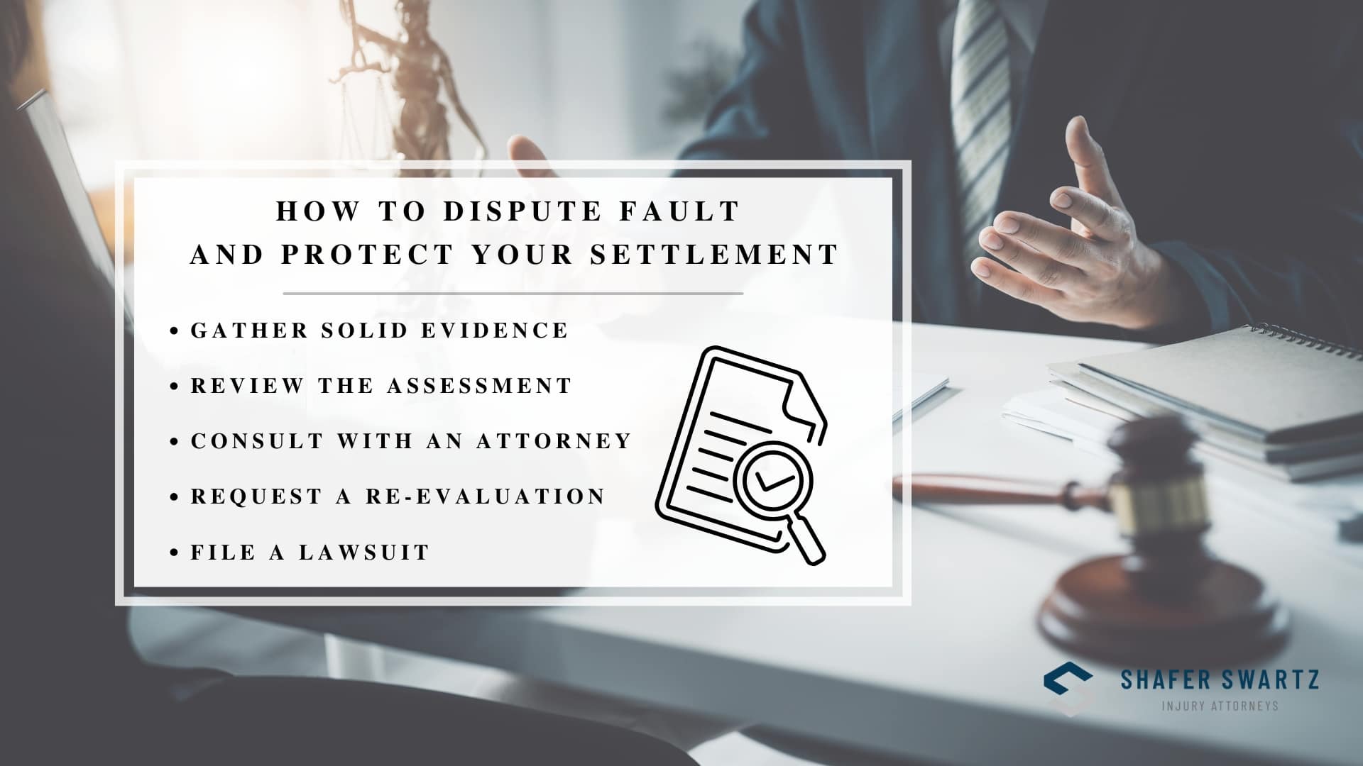 Infographic image of how to dispute fault and protect your settlement