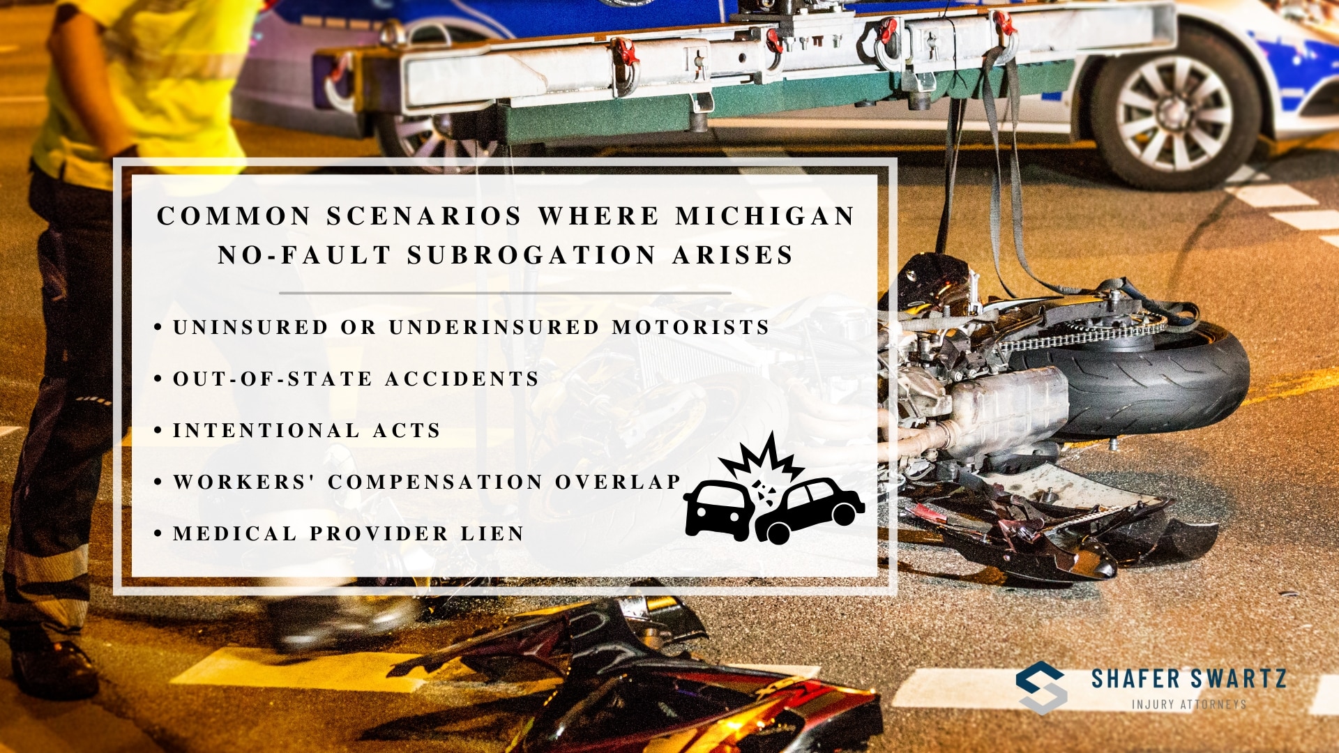 Infographic image of common scenarios where Michigan no-fault subrogation arises
