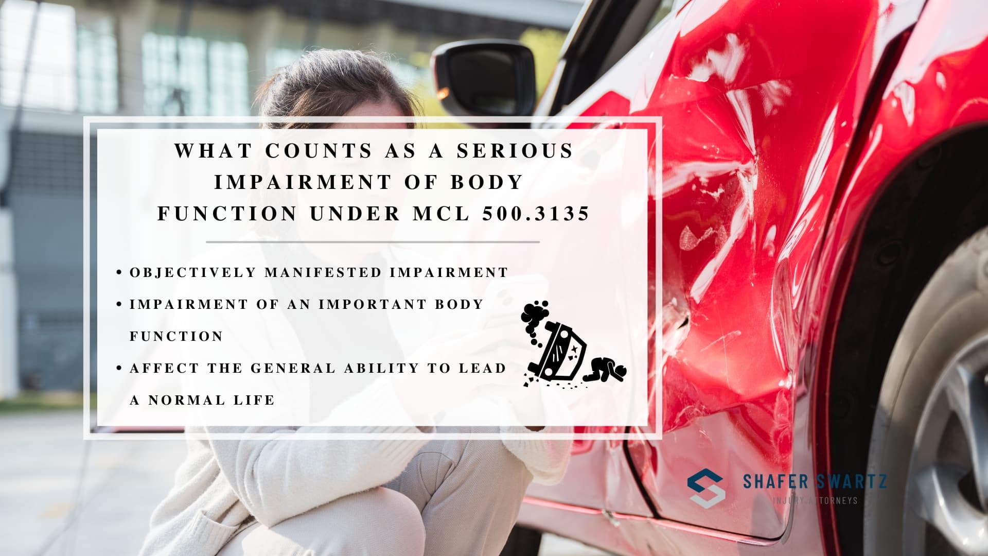 Infographic image of what counts as a serious impairment of body function under MCL 500.3135