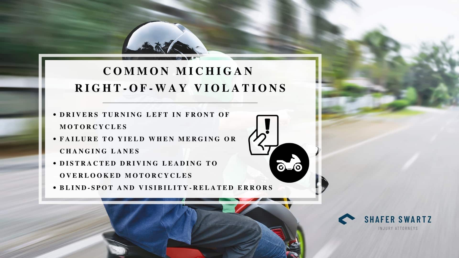 Infographic image of common Michigan right-of-way violations