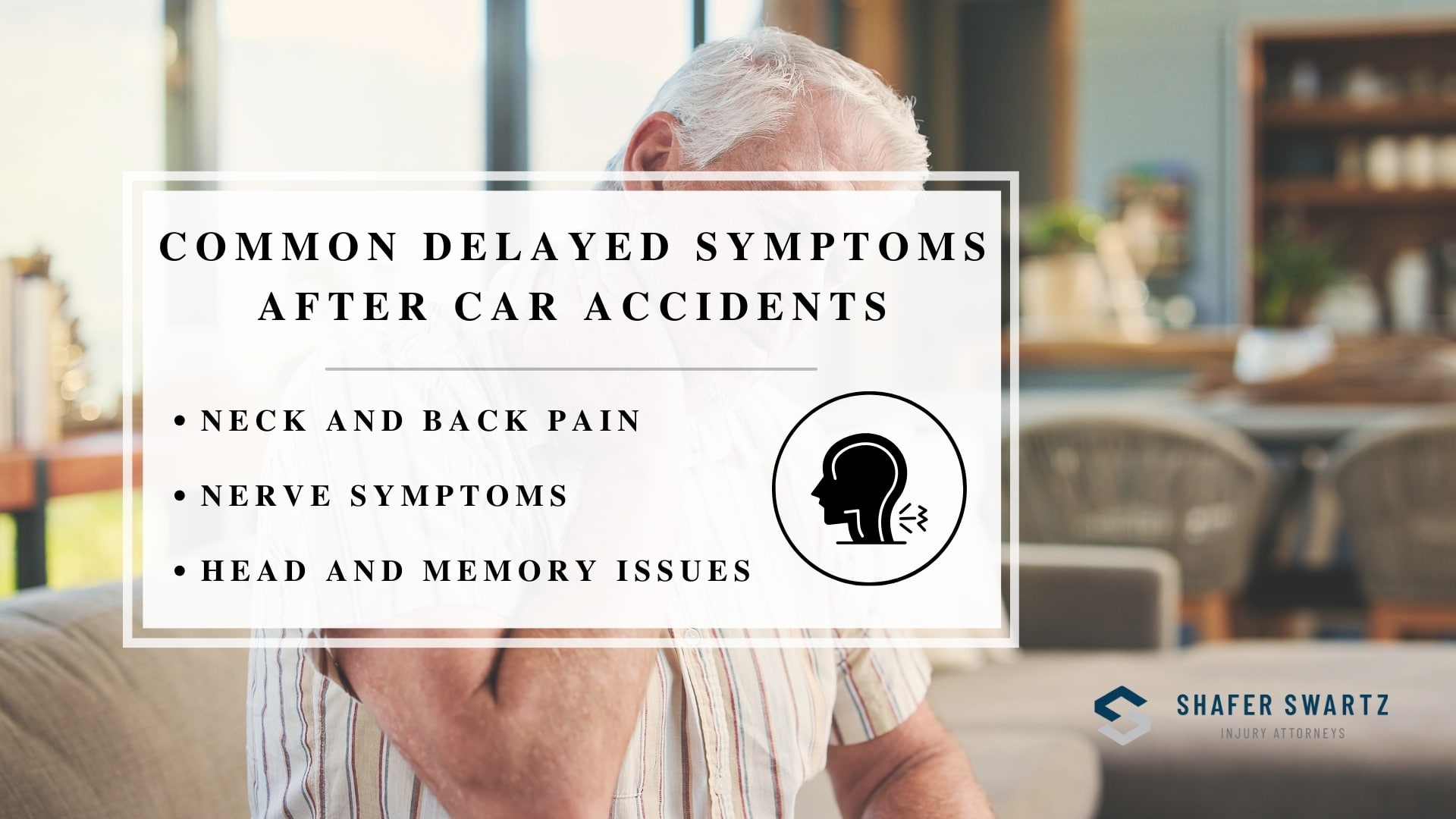 Infographic image of common delayed symptoms after car accidents