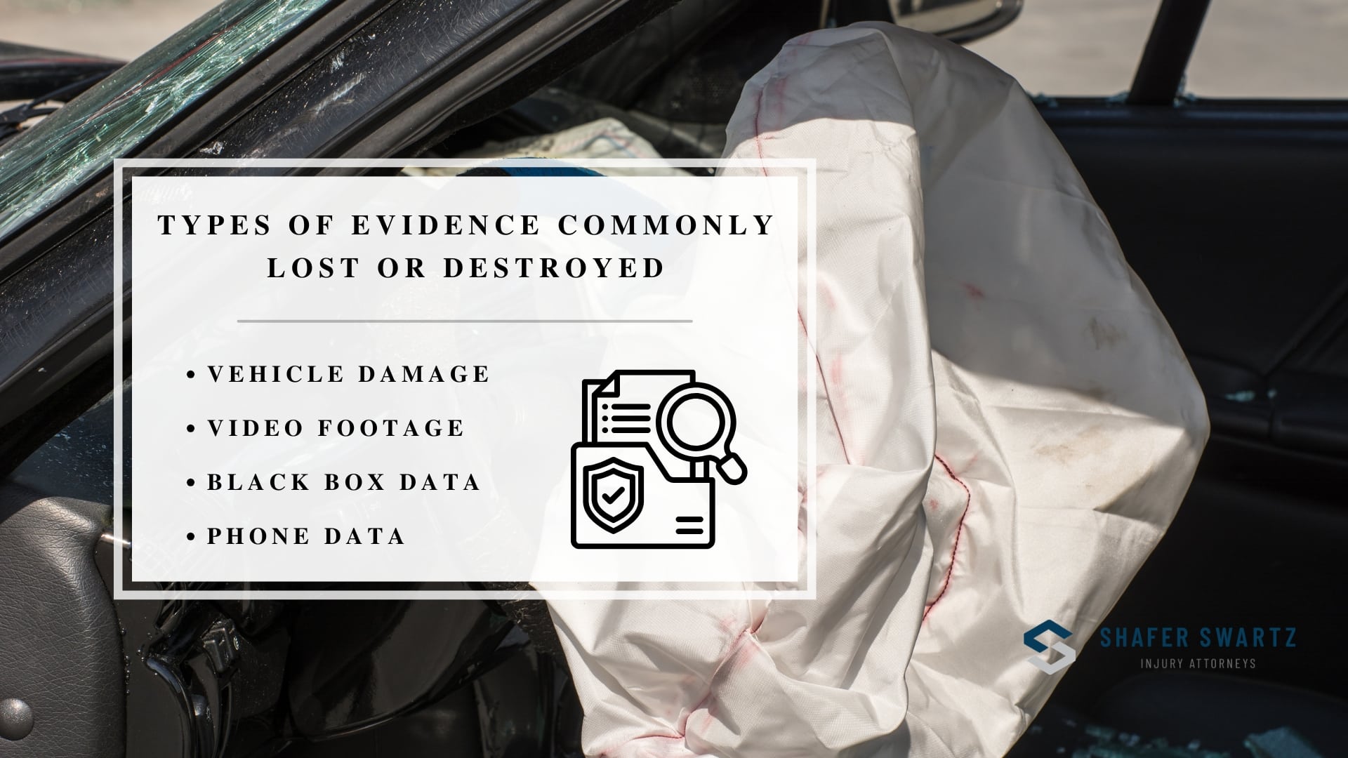 Infographic image of types of evidence commonly lost or destroyed