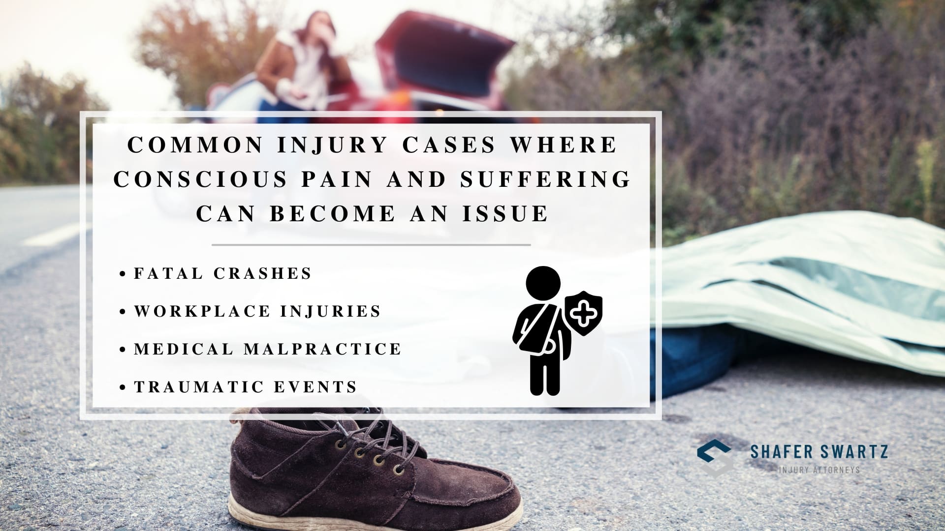 Infographic image of common injury cases where conscious pain and suffering can become an issue