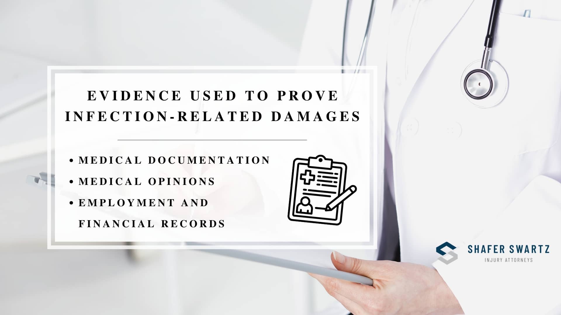 Infographic image of evidence used to prove infection-related damages