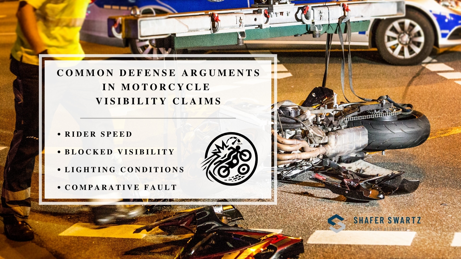 Infographic image of common defense arguments in motorcycle visibility claims
